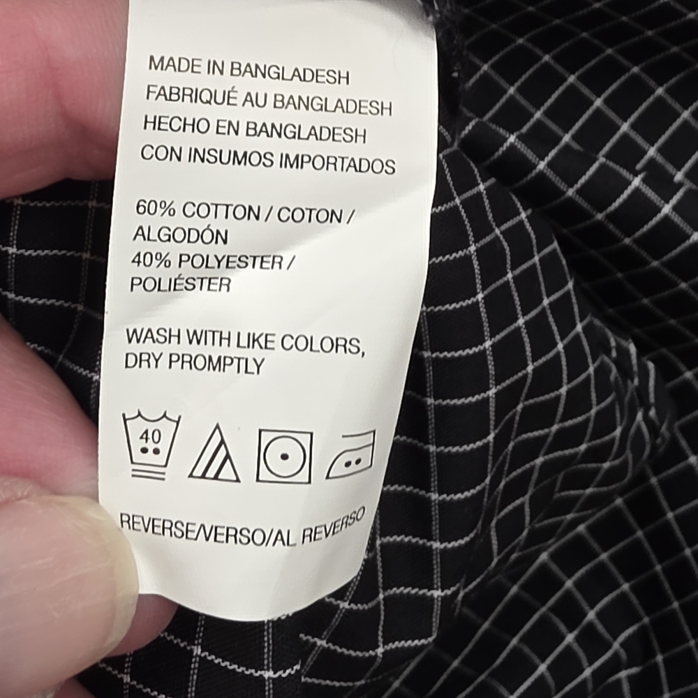 Van Heusen Men's Dark Checkered Button Down Shirt - Picture 10 of 10
